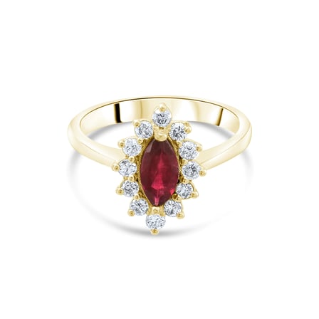 1.55 Karat Pırlanta Rhodolite Yüzük, Doğal Pırlanta, Sertifikalı Mücevher, Sarı Altın