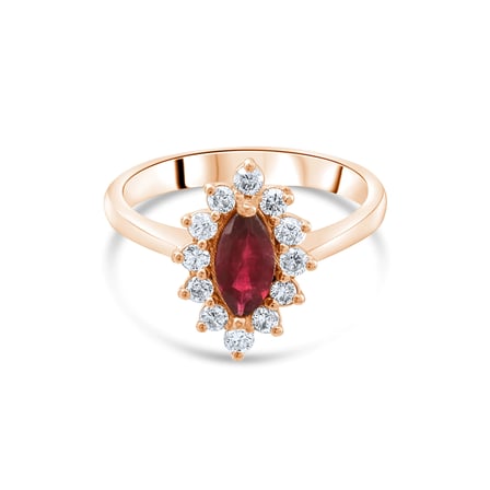 1.55 Karat Pırlanta Rhodolite Yüzük, Doğal Pırlanta, Sertifikalı Mücevher, Rose Altın