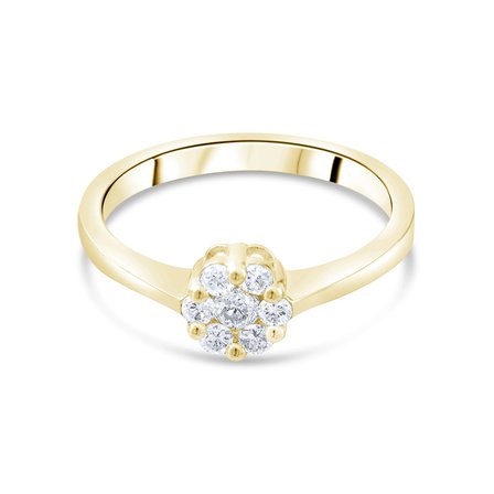 0.25 Karat Pırlanta Yüzük, Doğal Pırlanta, Sertifikalı Mücevher, Sarı Altın