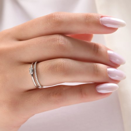 0.23 Karat Baget Pırlanta Yüzük, Doğal Pırlanta, Sertifikalı Mücevher, Rose Altın