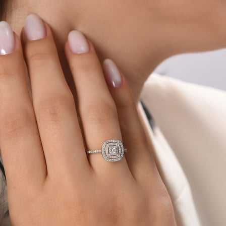 0.74 Karat Pırlanta Yüzük, Doğal Pırlanta, Sertifikalı Mücevher, Beyaz Altın