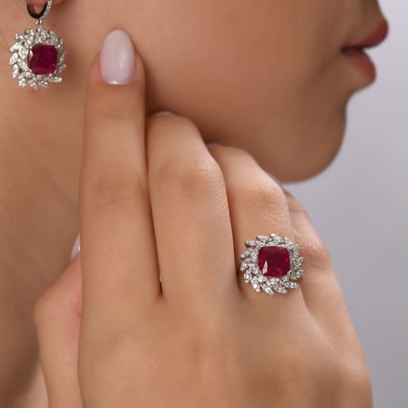 4.10 Karat Pırlanta Yakut Yüzük, Doğal Pırlanta, Sertifikalı Mücevher, Beyaz Altın