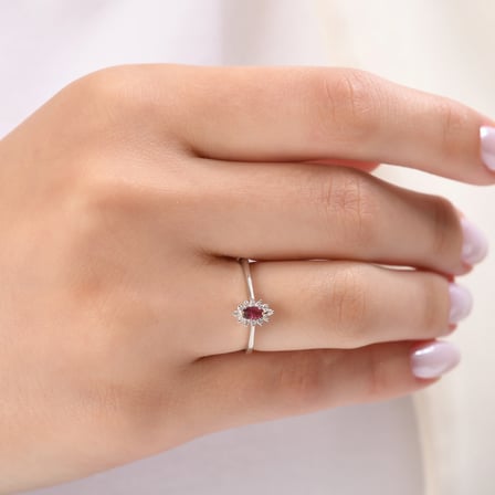 0.23 Karat Pırlanta Yakut Yüzük, Doğal Pırlanta, Sertifikalı Mücevher, Beyaz Altın