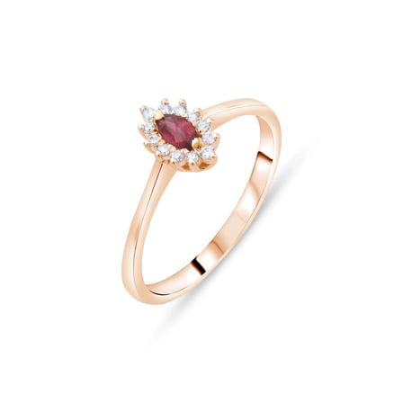 0.23 Karat Pırlanta Yakut Yüzük, Doğal Pırlanta, Sertifikalı Mücevher, Rose Altın