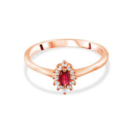 0.23 Karat Pırlanta Yakut Yüzük, Doğal Pırlanta, Sertifikalı Mücevher, Rose Altın
