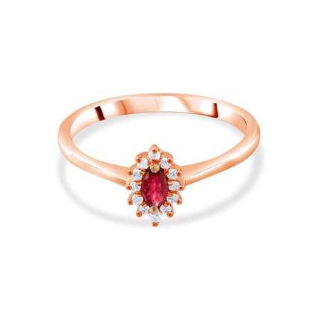 0.23 Karat Pırlanta Yakut Yüzük, Doğal Pırlanta, Sertifikalı Mücevher, Rose Altın