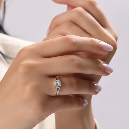 0.29 Karat Baget Pırlanta Yüzük, Doğal Pırlanta, Sertifikalı Mücevher, Rose Altın