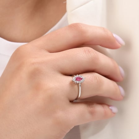 0.31 Karat Pırlanta Yakut Yüzük, Doğal Pırlanta, Sertifikalı Mücevher, Rose Altın