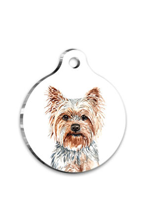 Suluboya Yorkshire Teriyeri Yuvarlak Köpek Künyesi Medium 3 cm