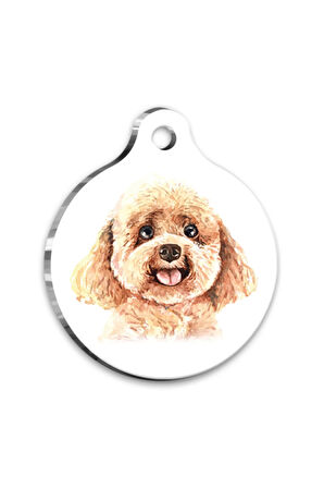 Suluboya Toy Poodle Yuvarlak Köpek Künyesi Medium 3 cm