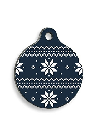 Christmas Serisi Black&White Pattern Yuvarlak Kedi ve Köpek Künyesi Small: 2,5 cm.
