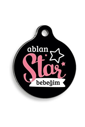 Ablan Star Yuvarlak Kedi ve Köpek Künyesi Small: 2,5 cm.