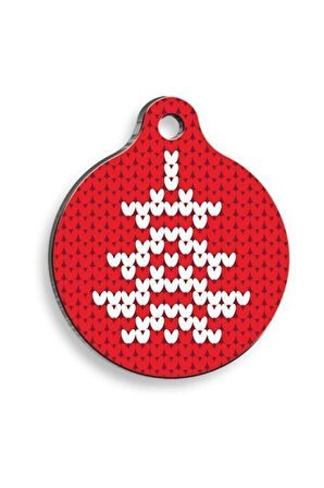 Christmas Serisi Pixel Tree Yuvarlak Kedi ve Köpek Künyesi Small: 2,5 cm.