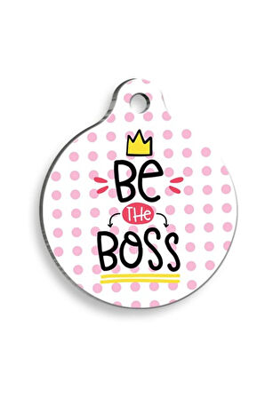 Be The Boss Pembe Yuvarlak Kedi ve Köpek Künyesi Large 3,8 cm