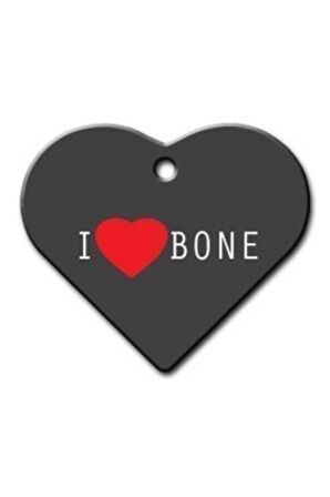 I Love Bone Geniş Kalp Kedi Köpek Künyesi Small