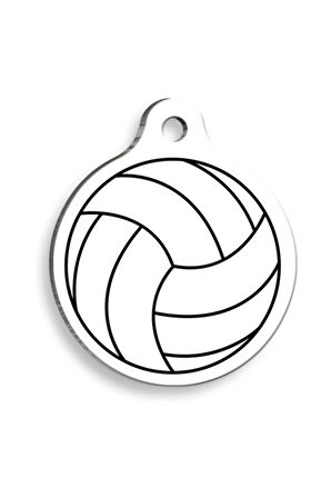 Voleybol Toplu Beyaz Yuvarlak Kedi ve Köpek Künyesi Medium 3 cm