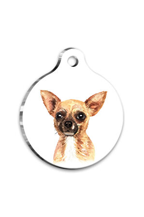 Suluboya Chihuahua Yuvarlak Köpek Künyesi Medium 3 cm