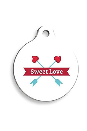 Sweet Love Yuvarlak Kedi ve Köpek Künyesi Small: 2,5 cm.