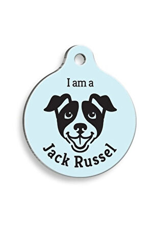 Mavi Jack Russel Yuvarlak Köpek Künyesi Small: 2,5 cm.