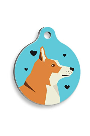 Mavi Akita Yuvarlak Köpek Künyesi Medium 3 cm
