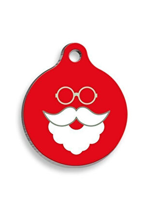 Christmas Serisi Hipster Santa Comics Yuvarlak Kedi ve Köpek Künyesi Medium: 3 cm.