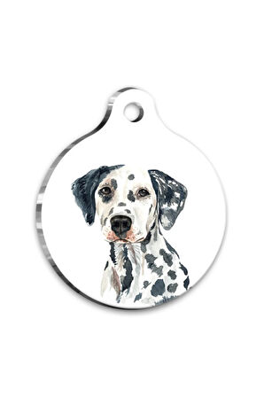 Suluboya Dalmatian Yuvarlak Köpek Künyesi Medium 3 cm