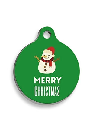 Christmas Serisi Snowman Green Comics Yuvarlak Kedi ve Köpek Künyesi
