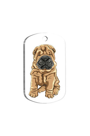 Shar Pei Resimli Köpek Künyesi Small 2 x 3,5 cm