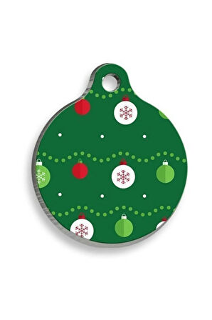 Christmas Serisi Ball Pattern Yuvarlak Kedi ve Köpek Künyesi Small: 2,5 cm.