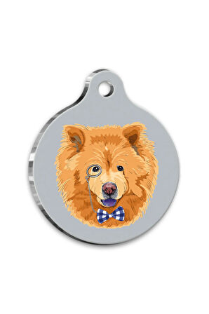Tasarım Chow Chow Yuvarlak Köpek Künyesi Large 3,8 cm