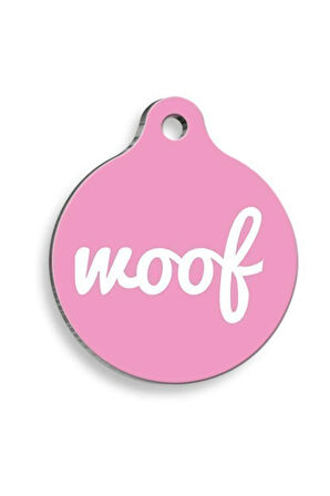 Pembe Woof Yuvarlak Köpek Künyesi