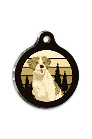 Retro Minyatür Schnauzer Yuvarlak Köpek Künyesi Medium 3 cm