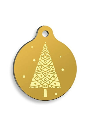Christmas Serisi Yellow Tree Yuvarlak Kedi ve Köpek Künyesi