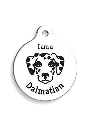 Beyaz Dalmaçyalı Yuvarlak Köpek Künyesi
