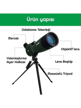 Luve Store SVBONY SV28 25-75x70 Monoküler Teleskop 75x Zoom Kuş ve Doğa Gözlem Dürbünü Tripod ve Telefon Tutuculu