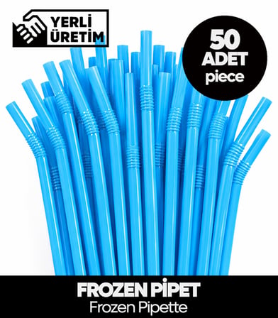 50 Adet Mavi Pipet Körüklü Bükülebilir  Frozen Pipette