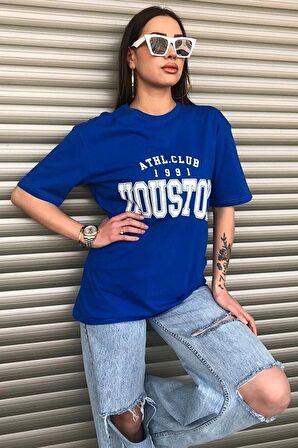 Baskılı Kadın Oversize Siyah T-shirt