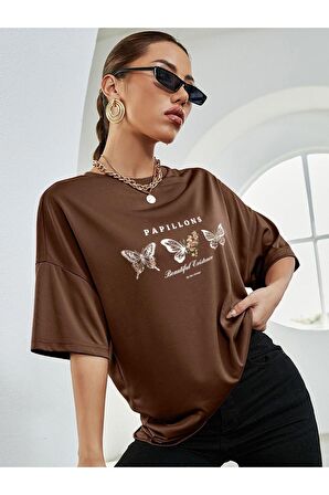 Unisex Papillons Yazılı Tshirt