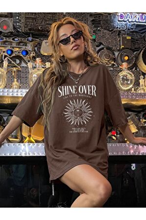 Unisex Shıne Over Yazılı Tshirt