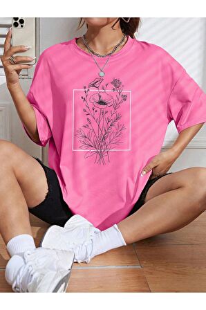Unisex Çiçek Baskılı Tshirt