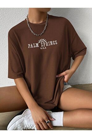 Unisex Palm Springs Yazılı Tshirt