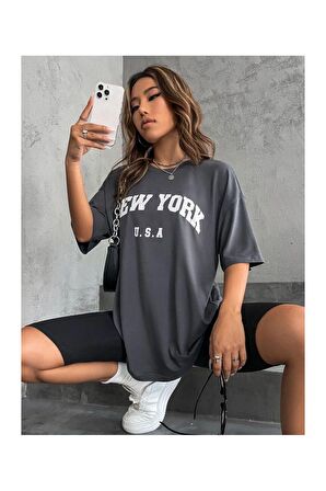 Unisex New York Yazılı Tshirt