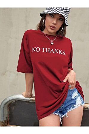 Unisex No Thanks Yazılı Tshirt
