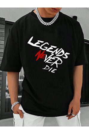Unisex Legends Never Yazılı Tshirt
