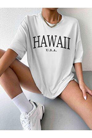 Unisex Hawaii Yazılı Tshirt