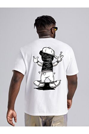 Unisex Şapkalı Bear Baskılı Tshirt