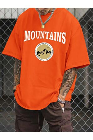 Unisex Mountains Yazılı Tshirt