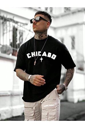 Unisex Chicago Yazılı Tshirt