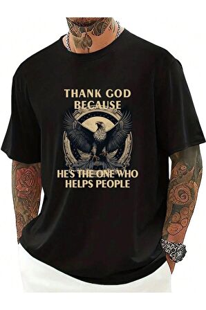 Unisex Thank God Yazılı Tshirt