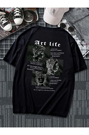 Unisex Art Life Yazılı Tshirt
